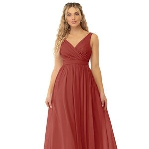 AZAZIE KORA
Terracotta A-Line Pleated Chiffon Dress